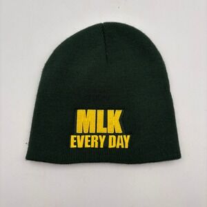 HitWear MLK Every Day Beanie Hat Green Yellow Embroidered Acrylic